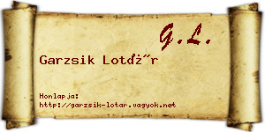 Garzsik Lotár névjegykártya